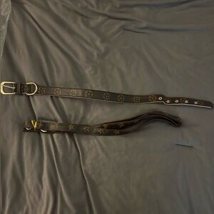 Louis Vutton-Like Pattern Collar and Leash